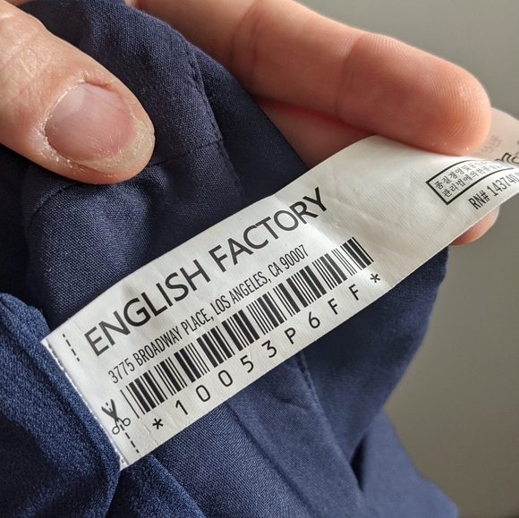 ENGLISH Factory High Rise Navy Blue Paper Bag Waist Pants M Ruffle - Picture 3 of 10